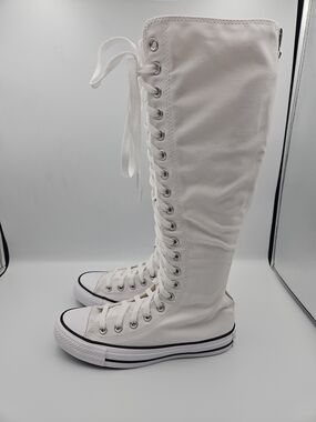 Converse White Knee-High Lace-Up Canvas Boots